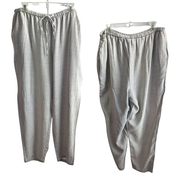 ELISABETH LIZ CLAIBORNE Gray Drawstring Linen Blend Pants w/ Pockets Size 20 - Picture 1 of 9